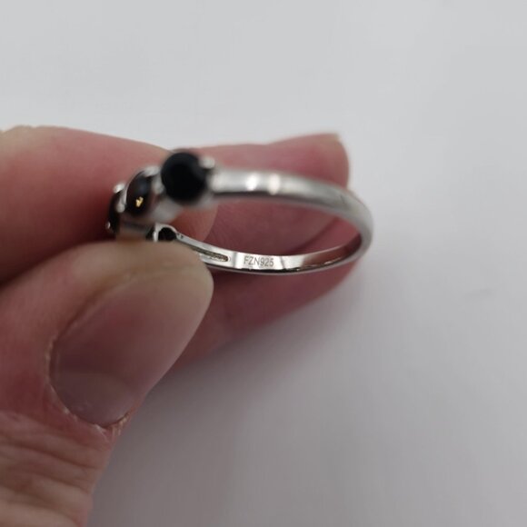 Size 8.75 Sterling Silver Black Spinel Unique Band Ring A3669 - Picture 6 of 9